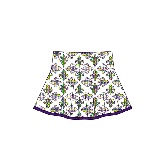 MOQ 5 preorder GLK0157 Mardi Gras Girls Yoga Skirts 202510