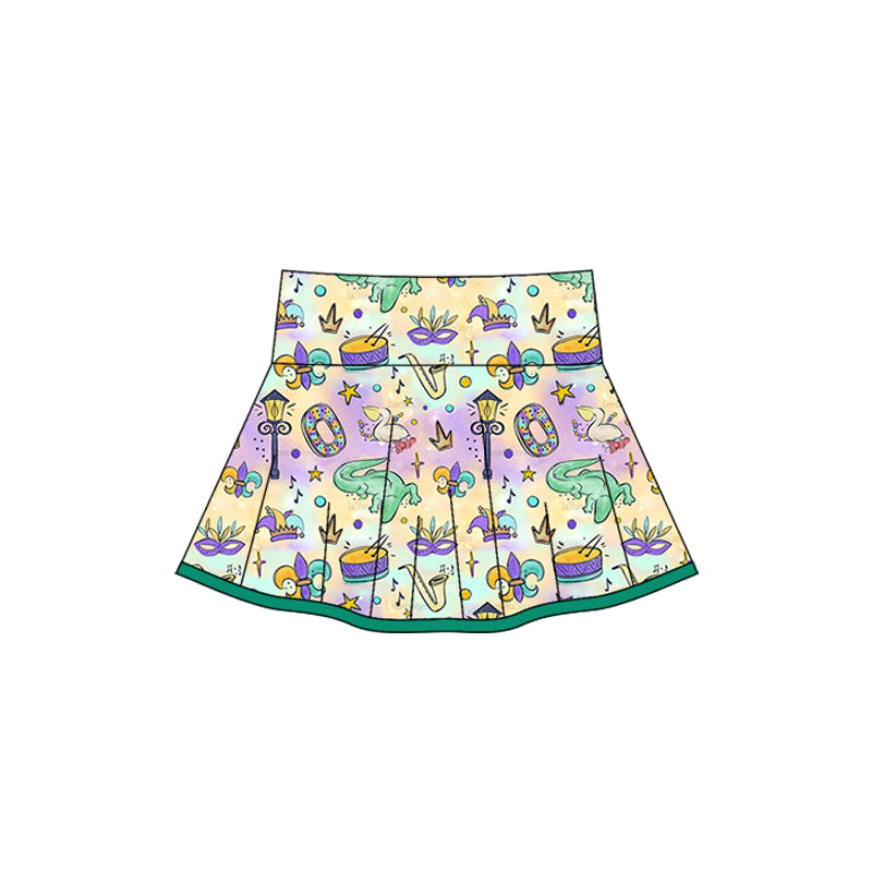 MOQ 5 preorder GLK0163 Mardi Gras Girls Yoga Skirts 202510