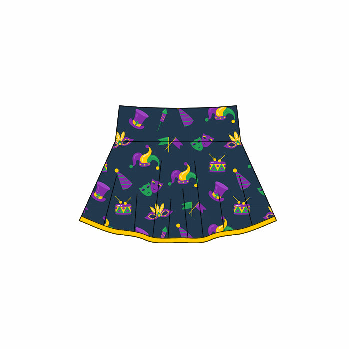 MOQ 5 preorder GLK0164 Mardi Gras Navy Girls Yoga Skirts 202510
