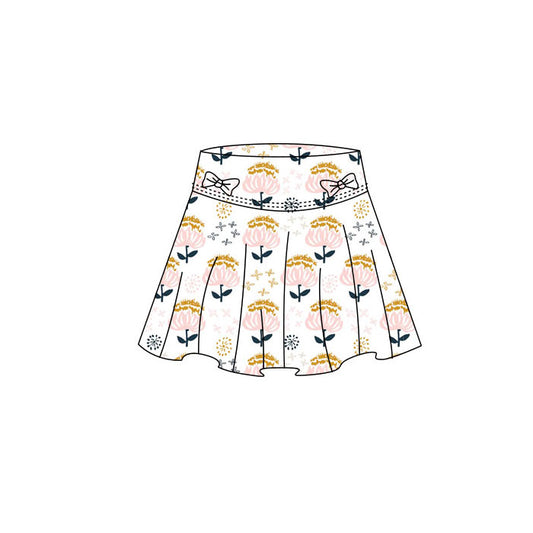 MOQ 5 preorder GLK0181 Pink Flower White Girls Yoga Skirts 202511