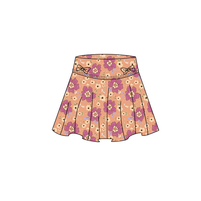 MOQ 5 preorder GLK0183 Purple Flower Orange Girls Yoga Skirts 202511