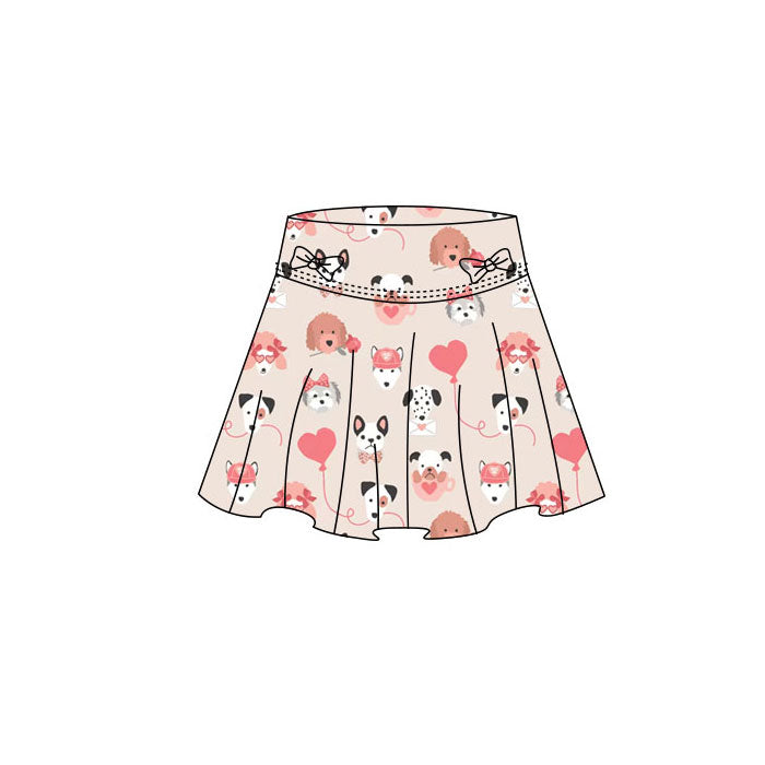 MOQ 5 preorder GLK0184 Valentines Day Puppy Love Girls Yoga Skirts 202511