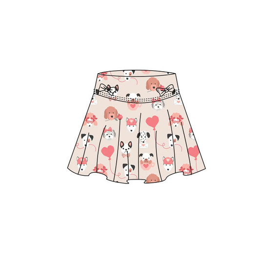 MOQ 5 preorder GLK0184 Valentines Day Puppy Love Girls Yoga Skirts 202511