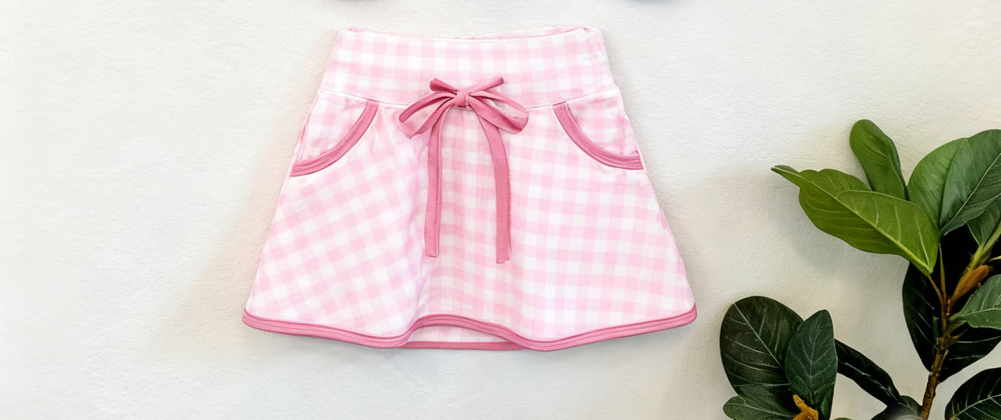 MOQ 5 preorder GLK0198 Pink Plaid Pocket Girls Yoga Pleated Skirts 202511