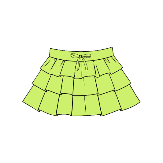 MOQ 5 PCS preorder GLK0201 Solid Green Ruffle Girls Yoga Skirts 202511
