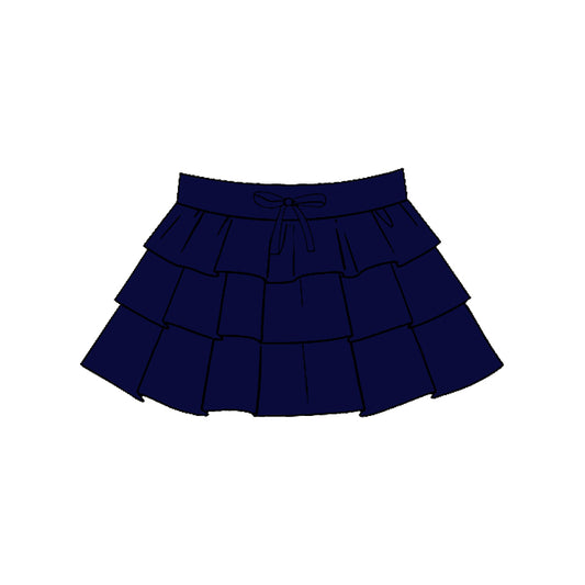 MOQ 5 PCS preorder GLK0206 Solid Navy Ruffle Girls Yoga Skirts 202511