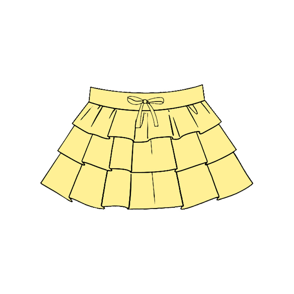 MOQ 5 PCS preorder GLK0207 Solid Yellow Ruffle Girls Yoga Skirts 202511