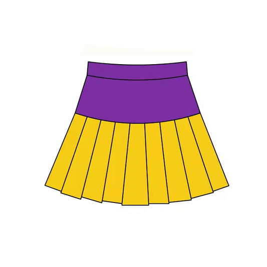 MOQ 5 preorder GLK0208 Mardi Gras Purple Yellow Girls Yoga Pleated Skirts 202511
