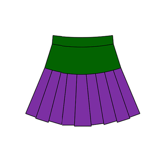 MOQ 5 preorder GLK0209 Mardi Gras Green Purple Girls Yoga Pleated Skirts 202511