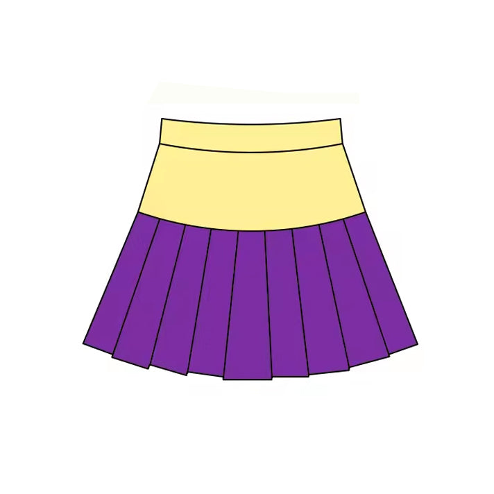 MOQ 5 preorder GLK0211 Mardi Gras Light Yellow Purple Girls Yoga Pleated Skirts 202511