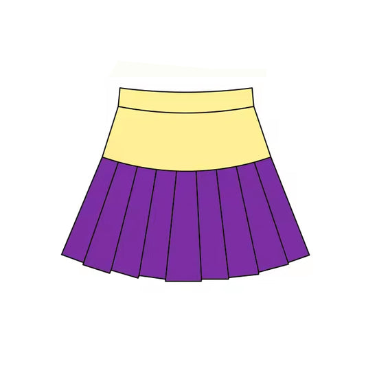 MOQ 5 preorder GLK0211 Mardi Gras Light Yellow Purple Girls Yoga Pleated Skirts 202511
