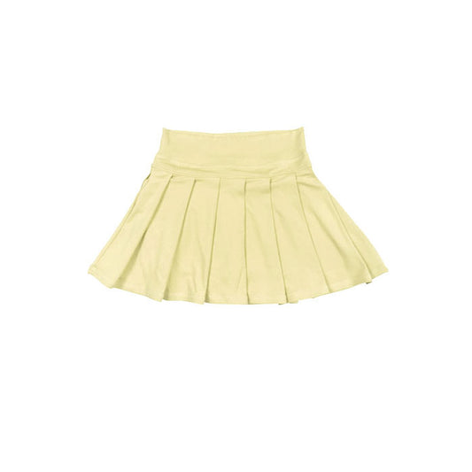 MOQ 5 preorder GLK0214 Light Yellow Girls Yoga Pleated Skirts 202511