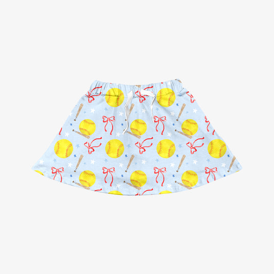 MOQ 5 PCS preorder GLK0221 Baseball Bows Star Light Blue Girls Yoga Skirts 202512