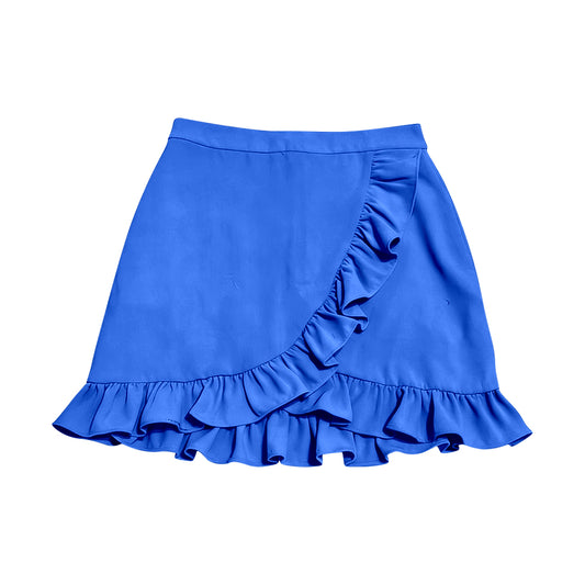 MOQ 5 PCS preorder GLK0224 Solid Blue Ruffle Girls Yoga Skirts 202512