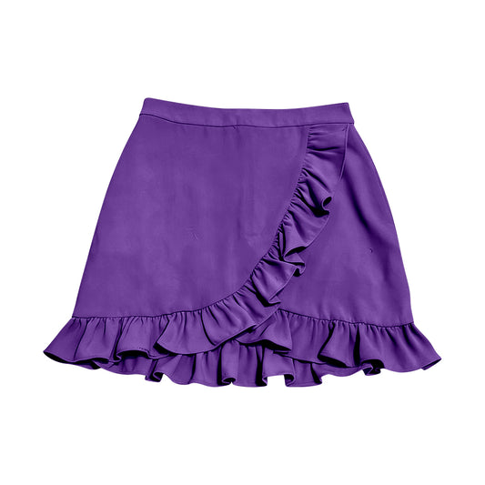 MOQ 5 PCS preorder GLK0229 Solid Purple Ruffle Girls Yoga Skirts 202512