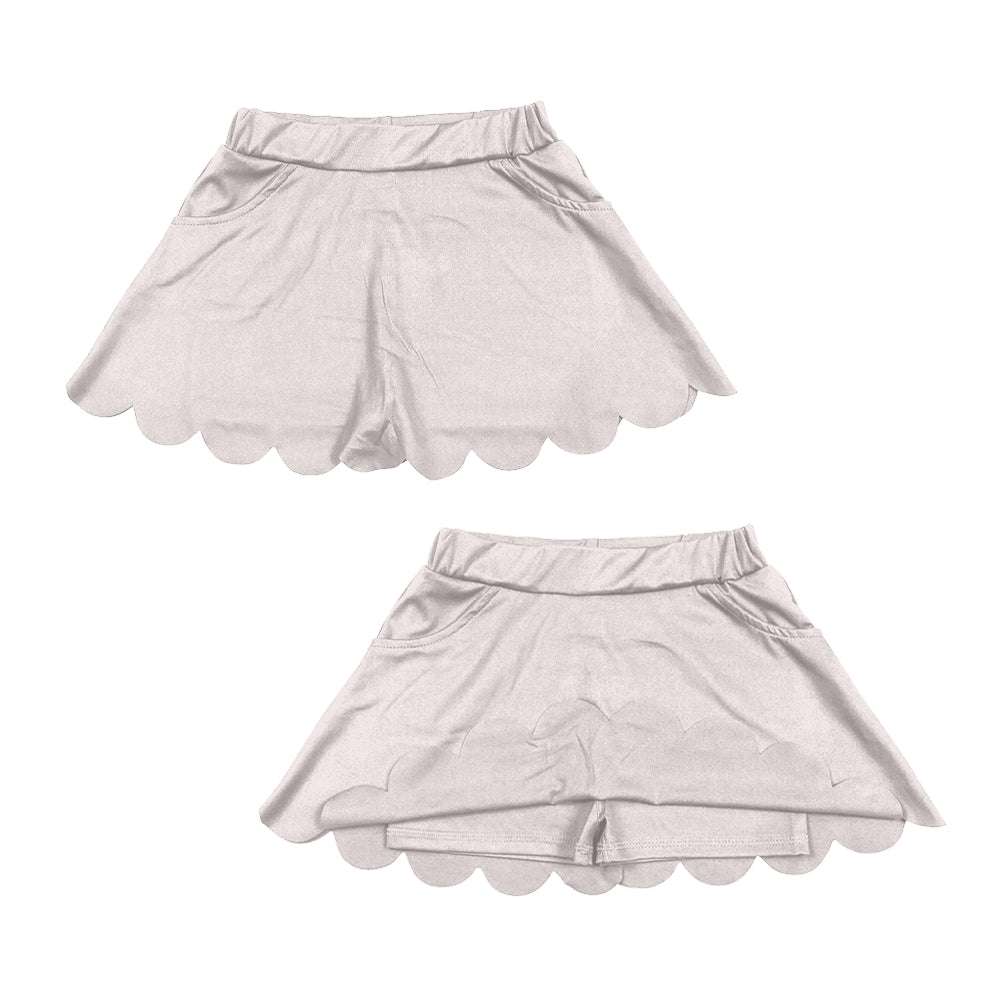 MOQ 5 PCS preorder GLK0237 Solid Gray White Ruffle Girls Yoga Skirts with Pocket 202602