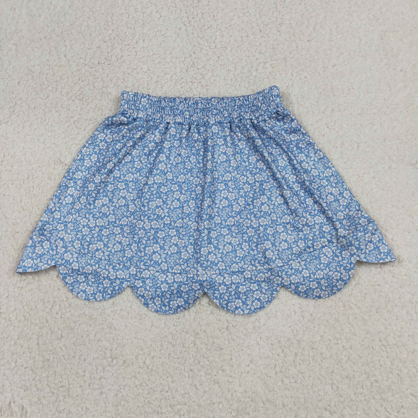 GLK0239 Milk Silk Floral Blue Ruffle Shorts Skirts for Girls 202605 RTS