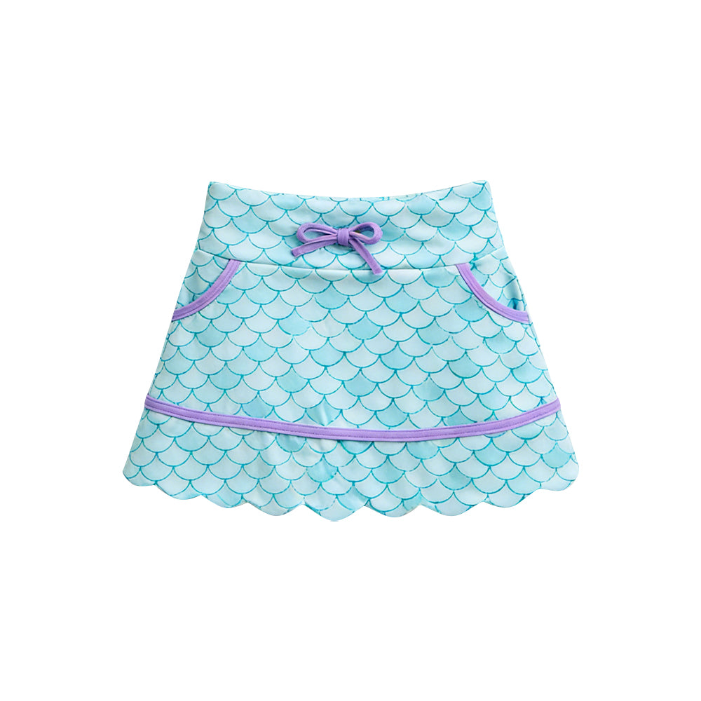 MOQ 5 PCS preorder GLK0240 Fish Scale Pattern Ruffle Shorts Skirts for Girls 202601