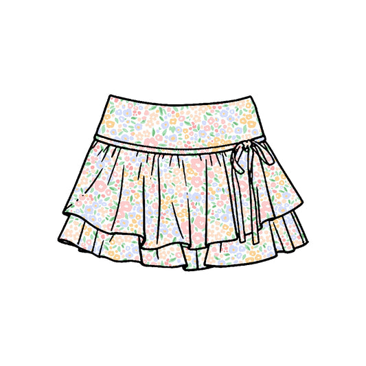 MOQ 5 PCS preorder GLK0248 Colored Floral Ruffle Shorts Skirts Girls Yoga Skirts 202601