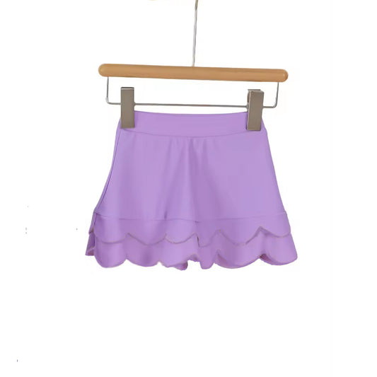 MOQ 5 PCS preorder GLK0264 Solid Purple Ruffle Shorts Skirts for Girls 202602