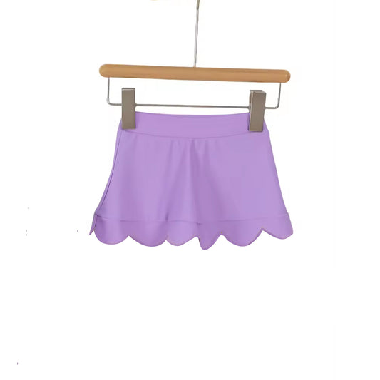 MOQ 5 PCS preorder GLK0264 Solid Purple Ruffle Shorts Skirts for Girls 202602