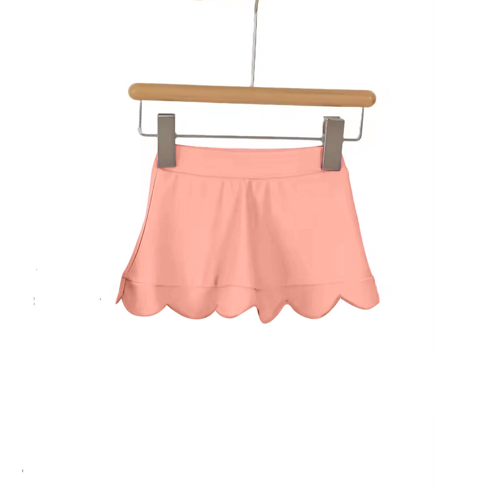MOQ 5 PCS preorder GLK0265 Solid Orange Pink Ruffle Shorts Skirts for Girls 202602