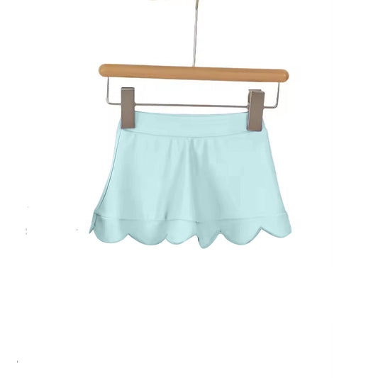 MOQ 5 PCS preorder GLK0267 Solid Light Blue Ruffle Shorts Skirts for Girls 202602