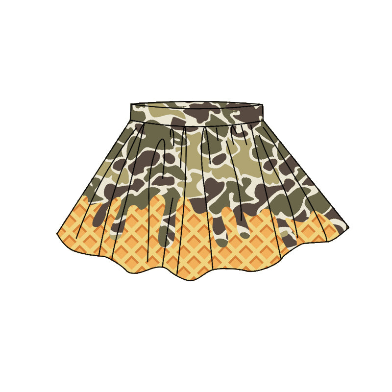 MOQ 5 PCS preorder GLK0273 Waffle Yellow Green Brown Camouflage Drip Shorts Skirts Girls Yoga Skirts 202604