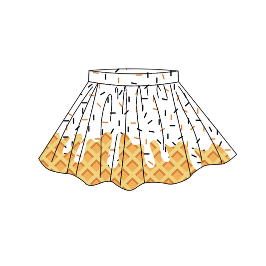 MOQ 5 PCS preorder GLK0276 Waffle Orange Black Drip Ice Cream White Skirts Girls Yoga Skirts 202604