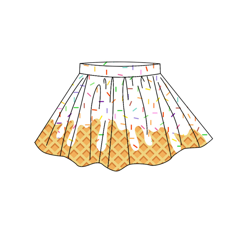 MOQ 5 PCS preorder GLK0277 Waffle Colored Drip Ice Cream White Skirts Girls Yoga Skirts 202604