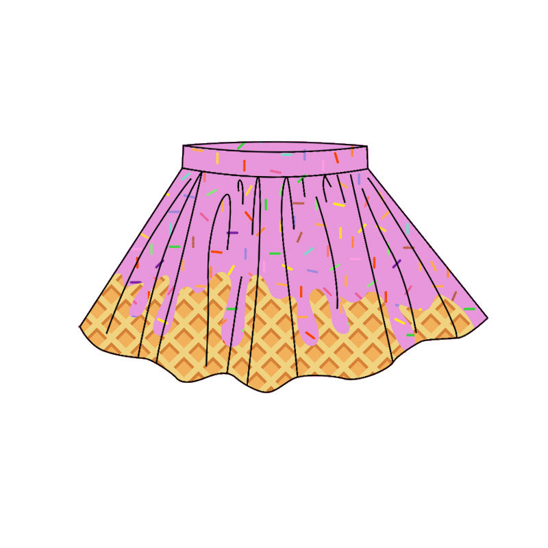 MOQ 5 PCS preorder GLK0278 Waffle Colored Drip Ice Cream Pink Purple Skirts Girls Yoga Skirts 202604