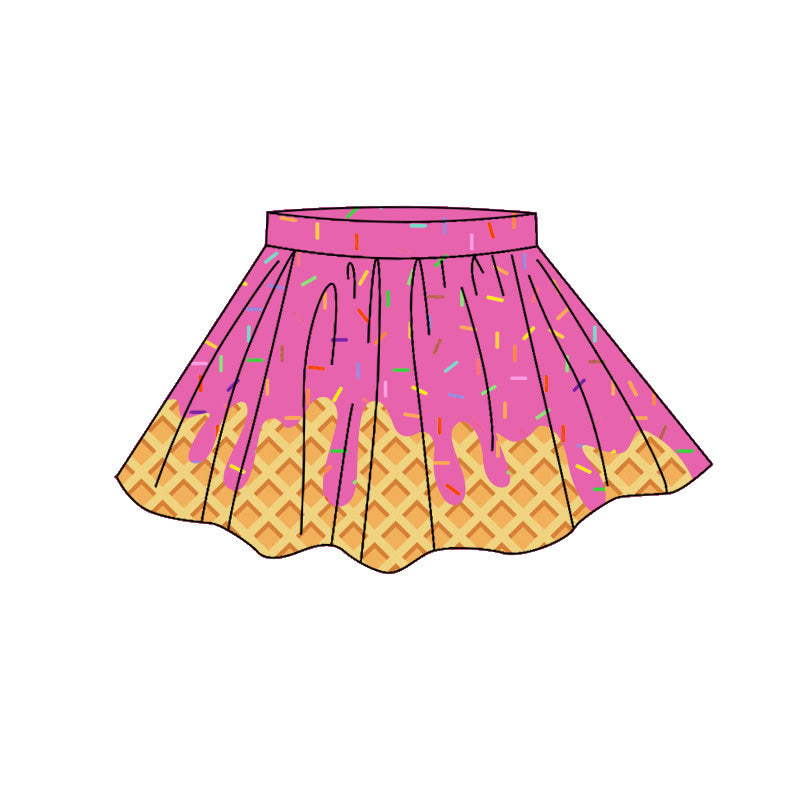 MOQ 5 PCS preorder GLK0279 Waffle Colored Drip Ice Cream Rose Red Skirts Girls Yoga Skirts 202604
