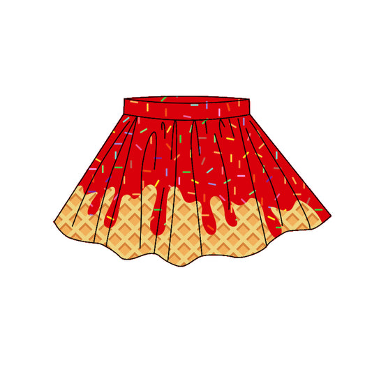 MOQ 5 PCS preorder GLK0280 Waffle Colored Drip Ice Cream Red Skirts Girls Yoga Skirts 202604
