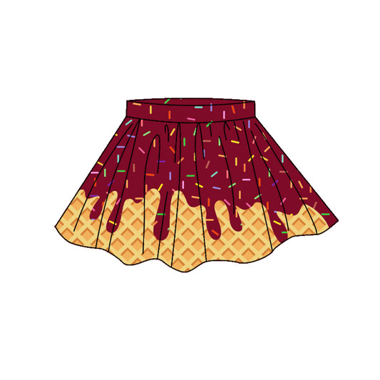 MOQ 5 PCS preorder GLK0281 Waffle Colored Drip Ice Cream Dark Red Skirts Girls Yoga Skirts 202604