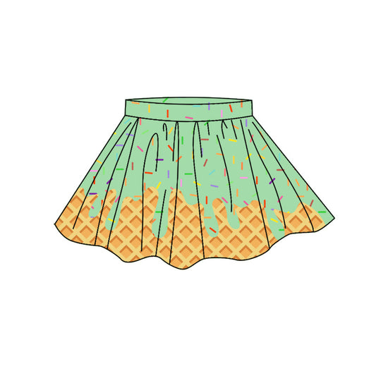 MOQ 5 PCS preorder GLK0285 Waffle Colored Drip Ice Cream Light Green Skirts Girls Yoga Skirts 202604