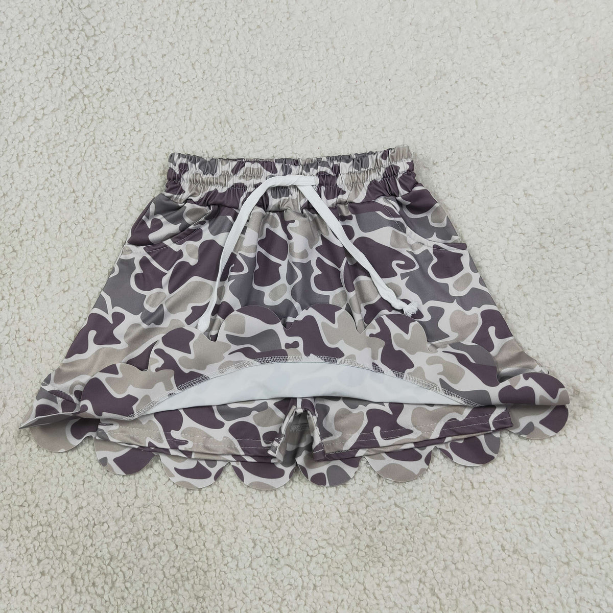 GLD1614 Hunting Camo Scallop Edge Yoga Girls Skorts Set 202609 RTS
