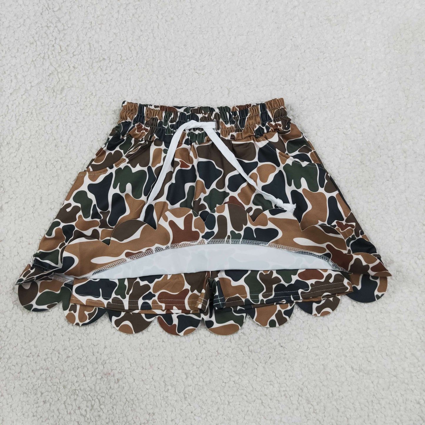 GLK0300 Green Brown Camouflage Scalloped Skirts Girls Skirts 202607 RTS