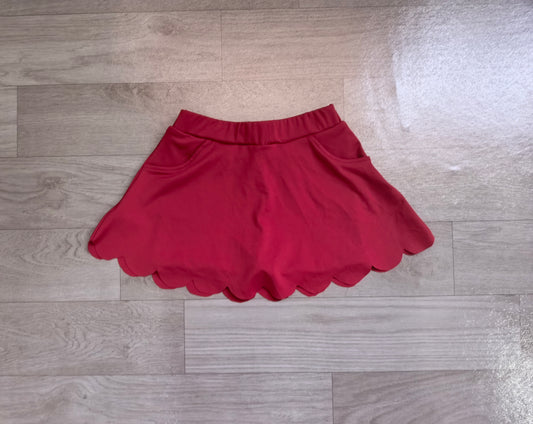 NO MOQ preorder GLK0304 Solid Red Scalloped Skirts Girls Yoga Skirts 202607