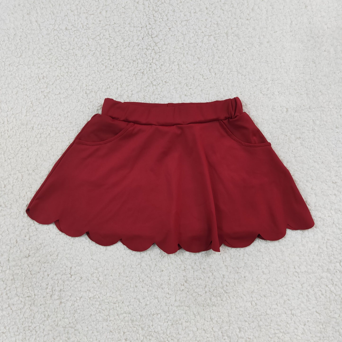 GLK0304 Solid Red Scalloped Skirts Girls Yoga Skirts 202607 RTS