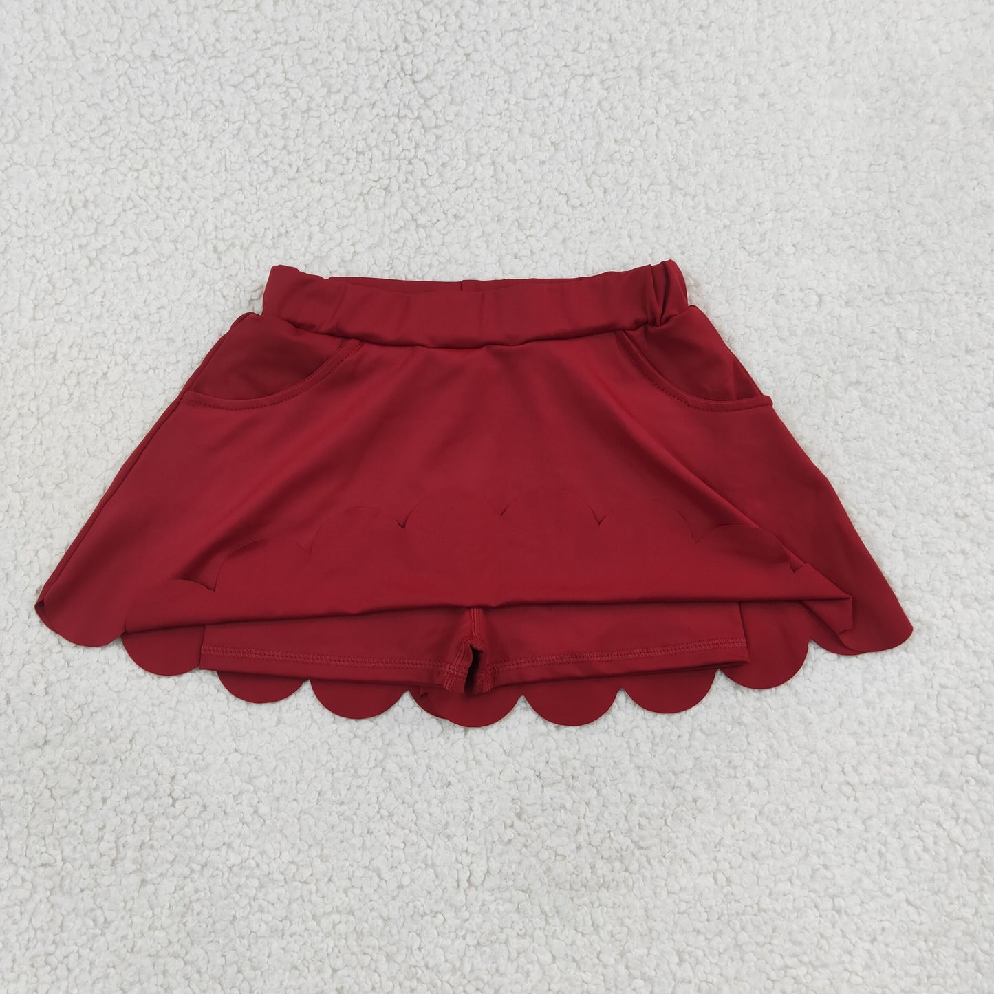 GLK0304 Solid Red Scalloped Skirts Girls Yoga Skirts 202607 RTS