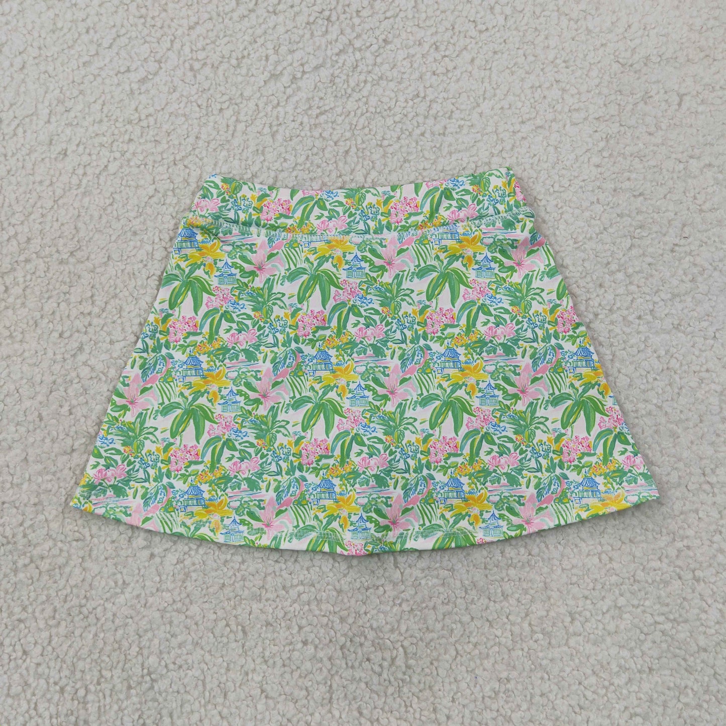 GLK0311 Trees Print Green Skirts Girls Yoga Skirts 202607 RTS