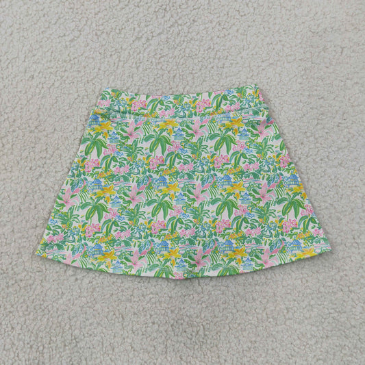 GLK0311 Trees Print Green Skirts Girls Yoga Skirts 202607 RTS
