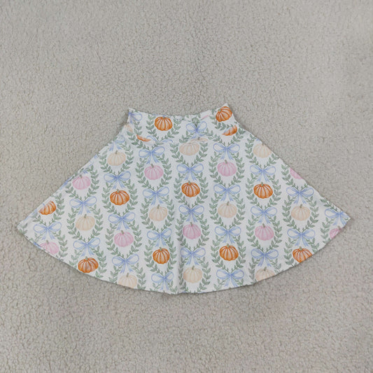 GLK0317 Pumpkin Bows Leaf Print Skirts Girls Yoga Skirts 202607 RTS
