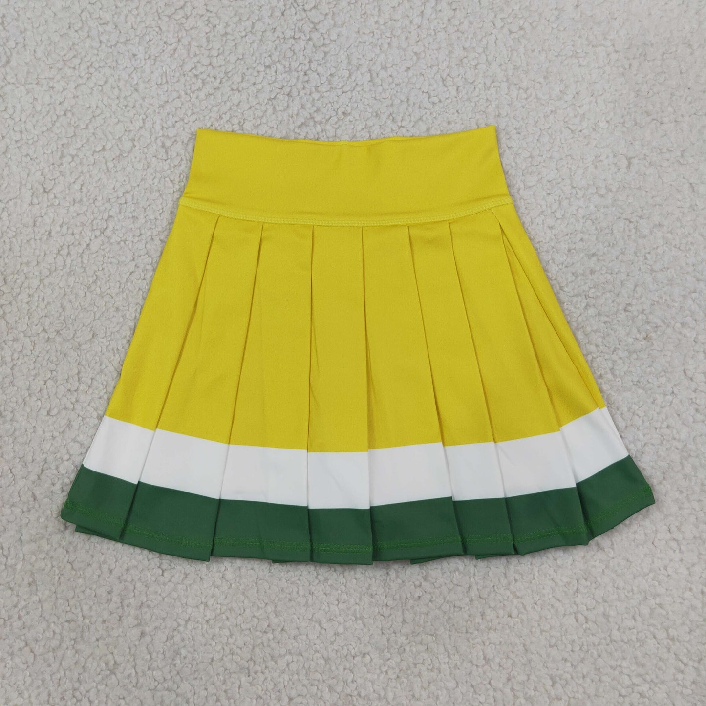 GLK0319 GO TEAM Yellow Green White Pleated Skirts Girls Yoga Skirts 202608 RTS