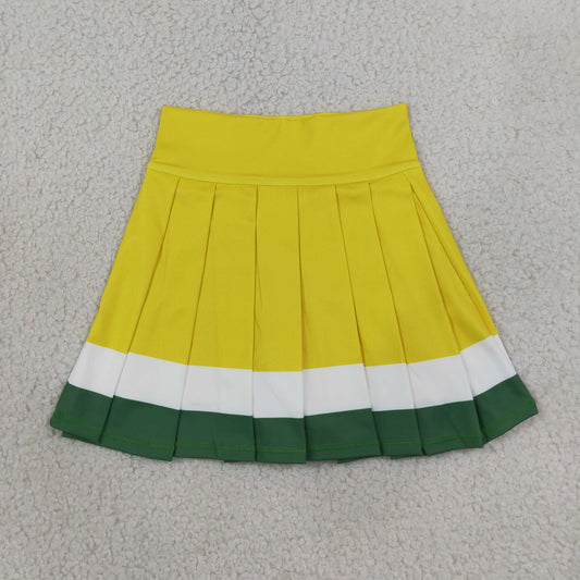 GLK0319 GO TEAM Yellow Green White Pleated Skirts Girls Yoga Skirts 202608 RTS