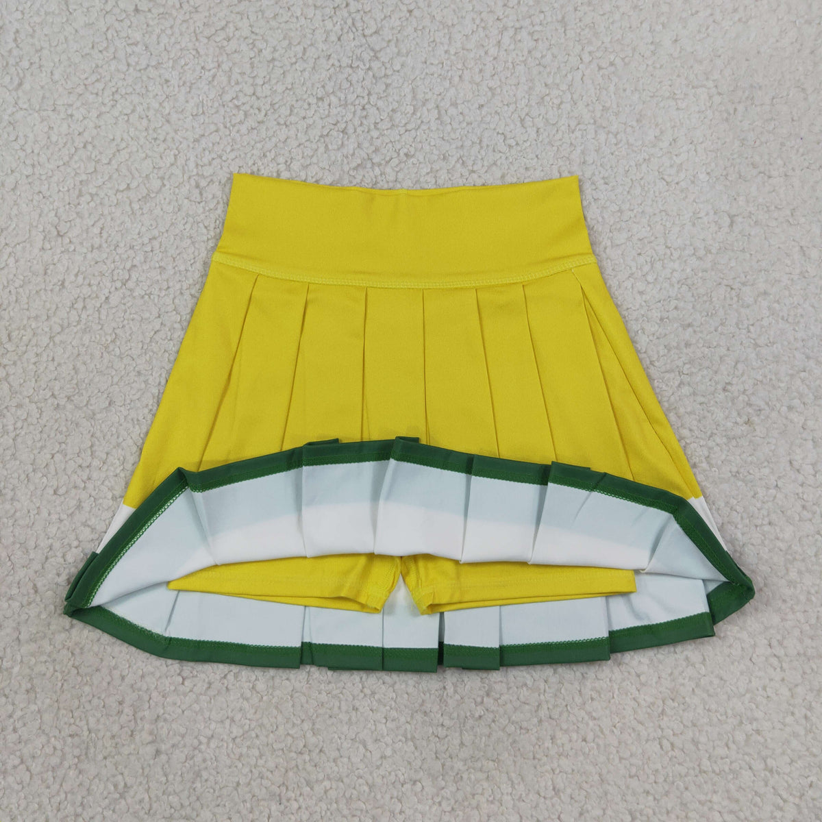 GLK0319 GO TEAM Yellow Green White Pleated Skirts Girls Yoga Skirts 202608 RTS