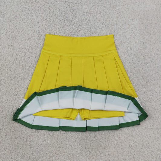 GLK0319 GO TEAM Yellow Green White Pleated Skirts Girls Yoga Skirts 202608 RTS
