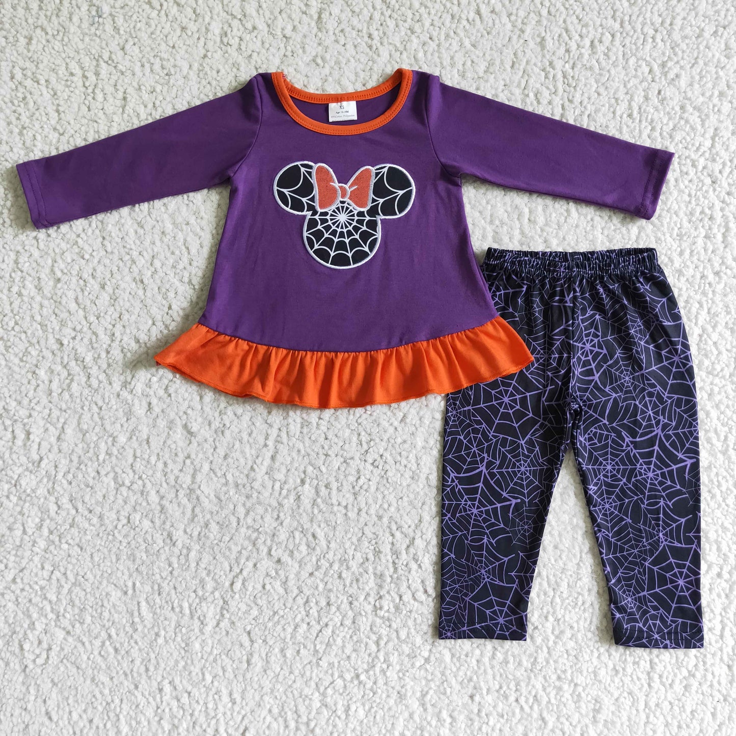 Clearance GLP0025 RST Girls Embroidered Spider Web Mickey Purple long sleeve pantsuit