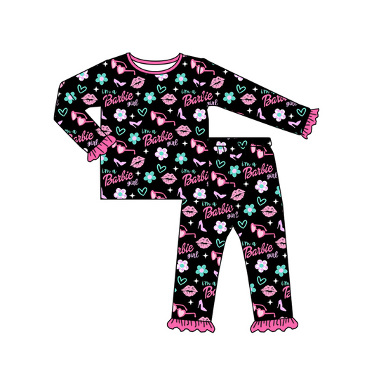 Preorder GLP0652 Pink Blue B Cartoon Girls Long Sleeve Pants Outfits Pajamas