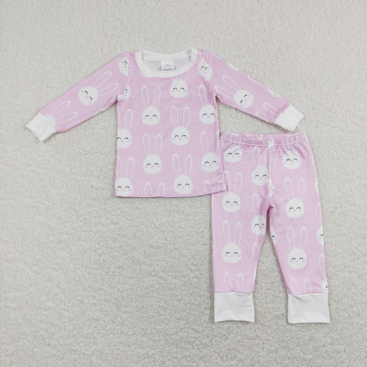 GLP1156 Easter Bunny Pink White Long Sleeve Pants Boys Pajamas Outfits RTS 202507